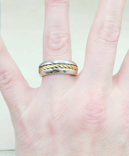    David Yurman Cable Band Ring 8mm Silver & 18K Gold
