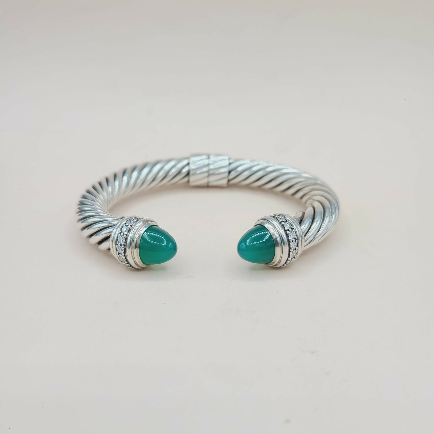    David Yurman Cable Bracelet 10mm – Green Onyx & Diamonds