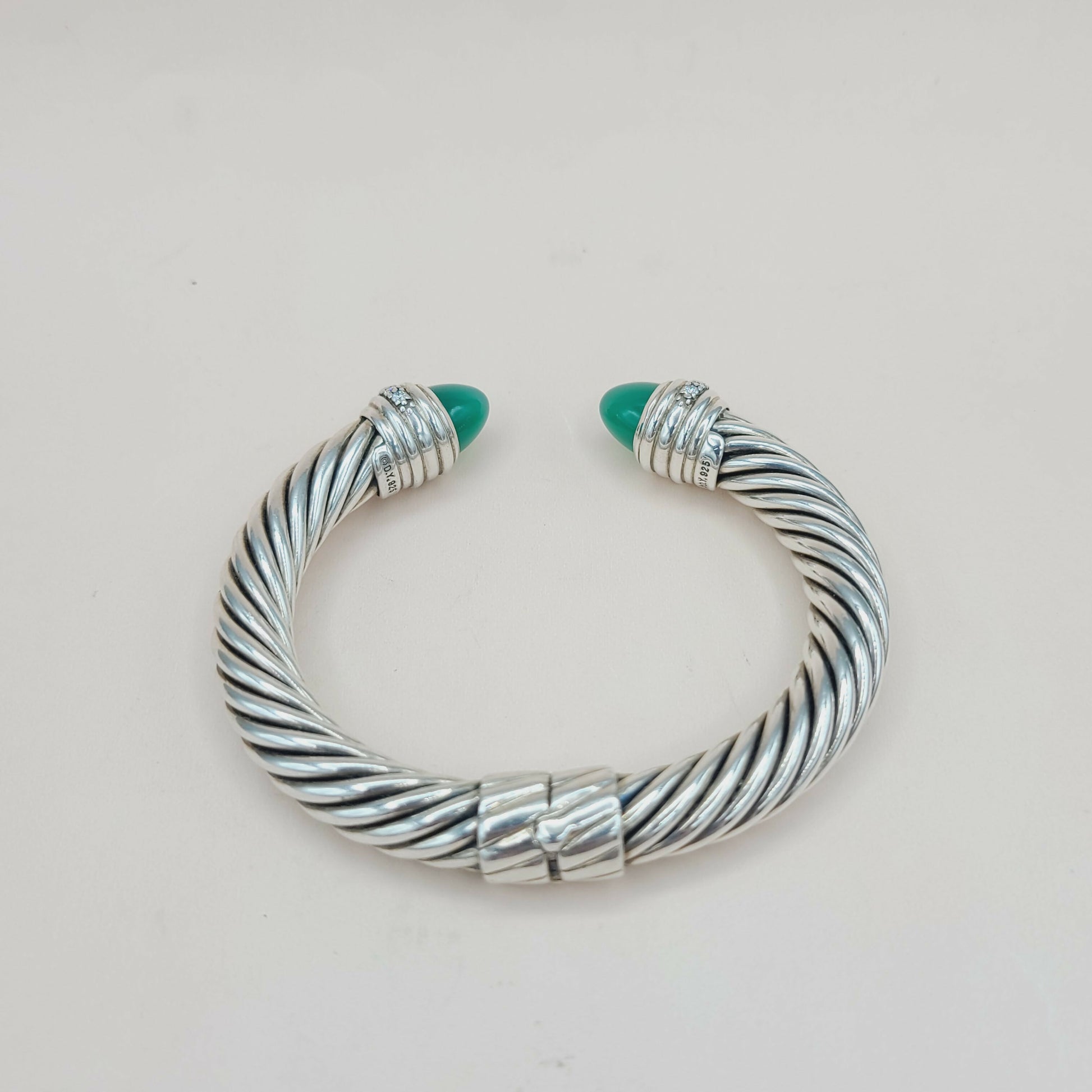    David Yurman Cable Bracelet 10mm – Green Onyx & Diamonds