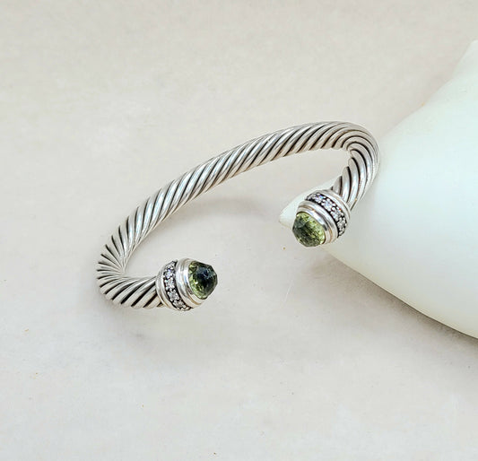    David Yurman Cable Classics Bracelet 7mm Lemon Citrine & Diamonds