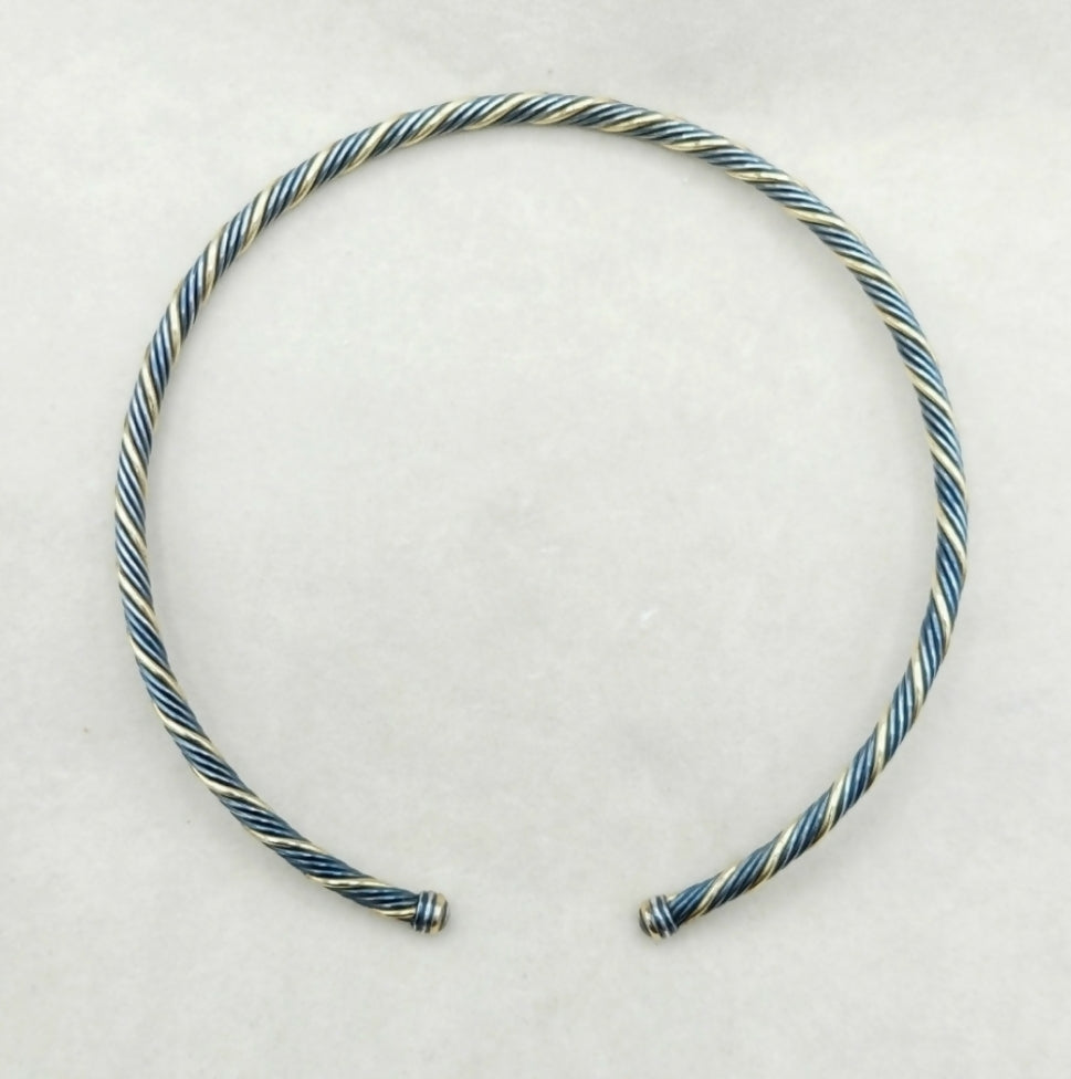    David Yurman Cable Collar Necklace – Black & Gold