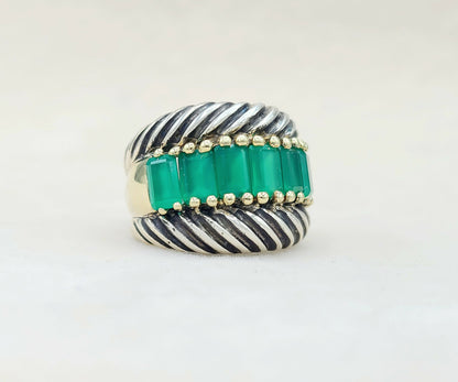    David Yurman Cable Ring Green Onyx & Gold