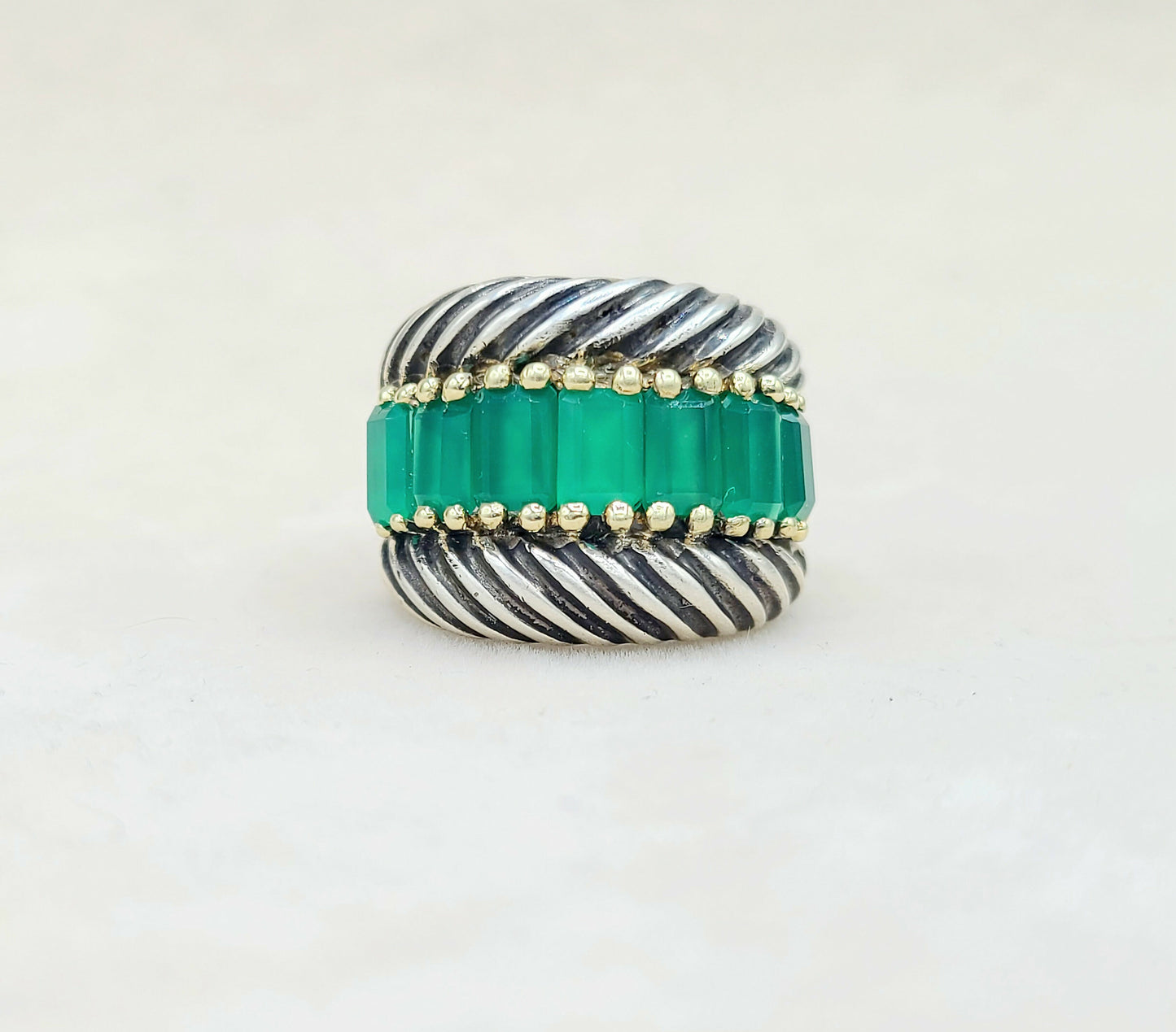    David Yurman Cable Ring Green Onyx & Gold