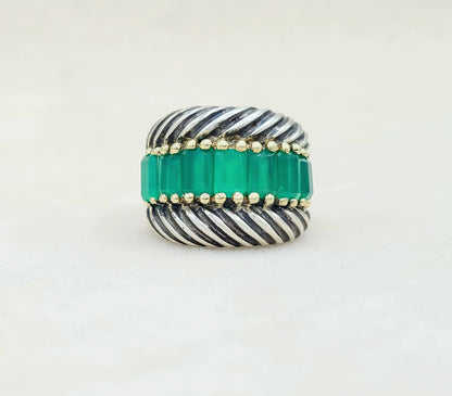    David Yurman Cable Ring Green Onyx & Gold