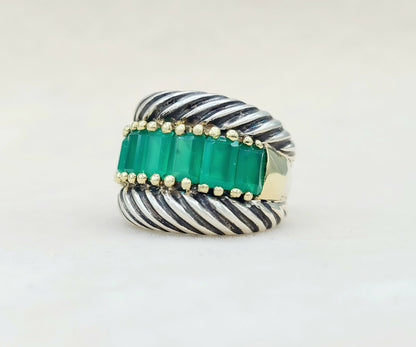    David Yurman Cable Ring Green Onyx & Gold