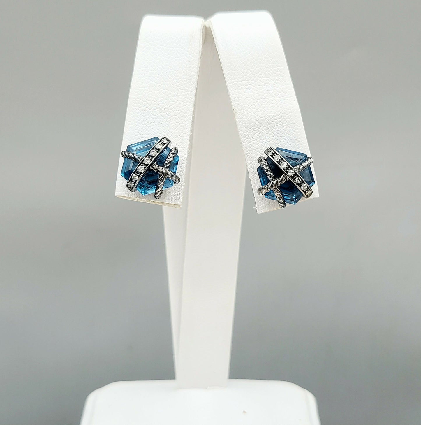    David Yurman Cable Wrap Earrings Hampton Blue Topaz