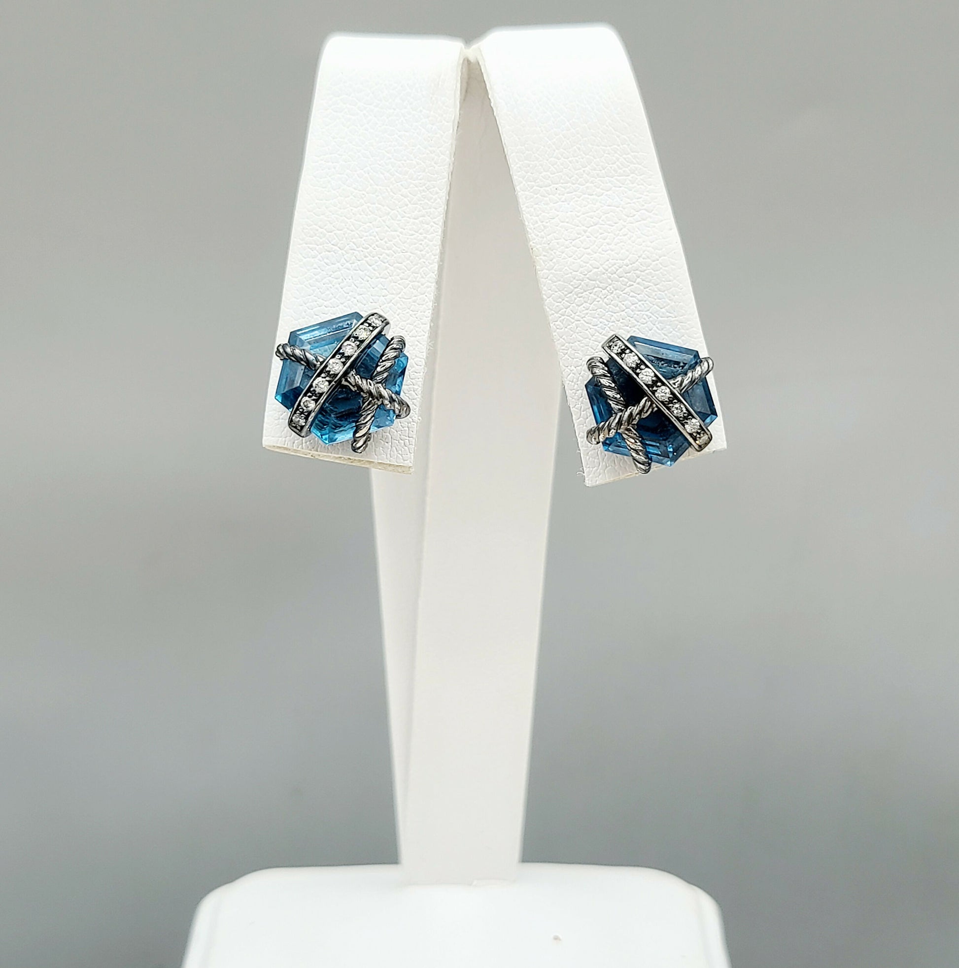    David Yurman Cable Wrap Earrings Hampton Blue Topaz