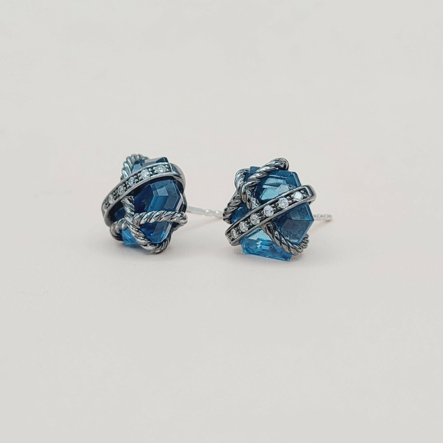    David Yurman Cable Wrap Earrings Hampton Blue Topaz