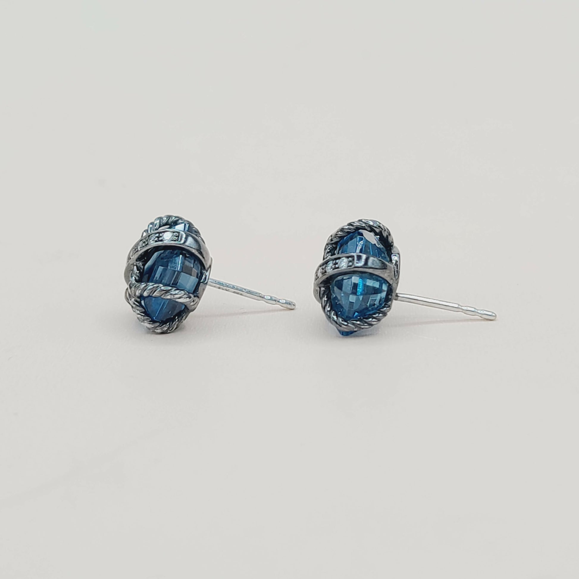    David Yurman Cable Wrap Earrings Hampton Blue Topaz