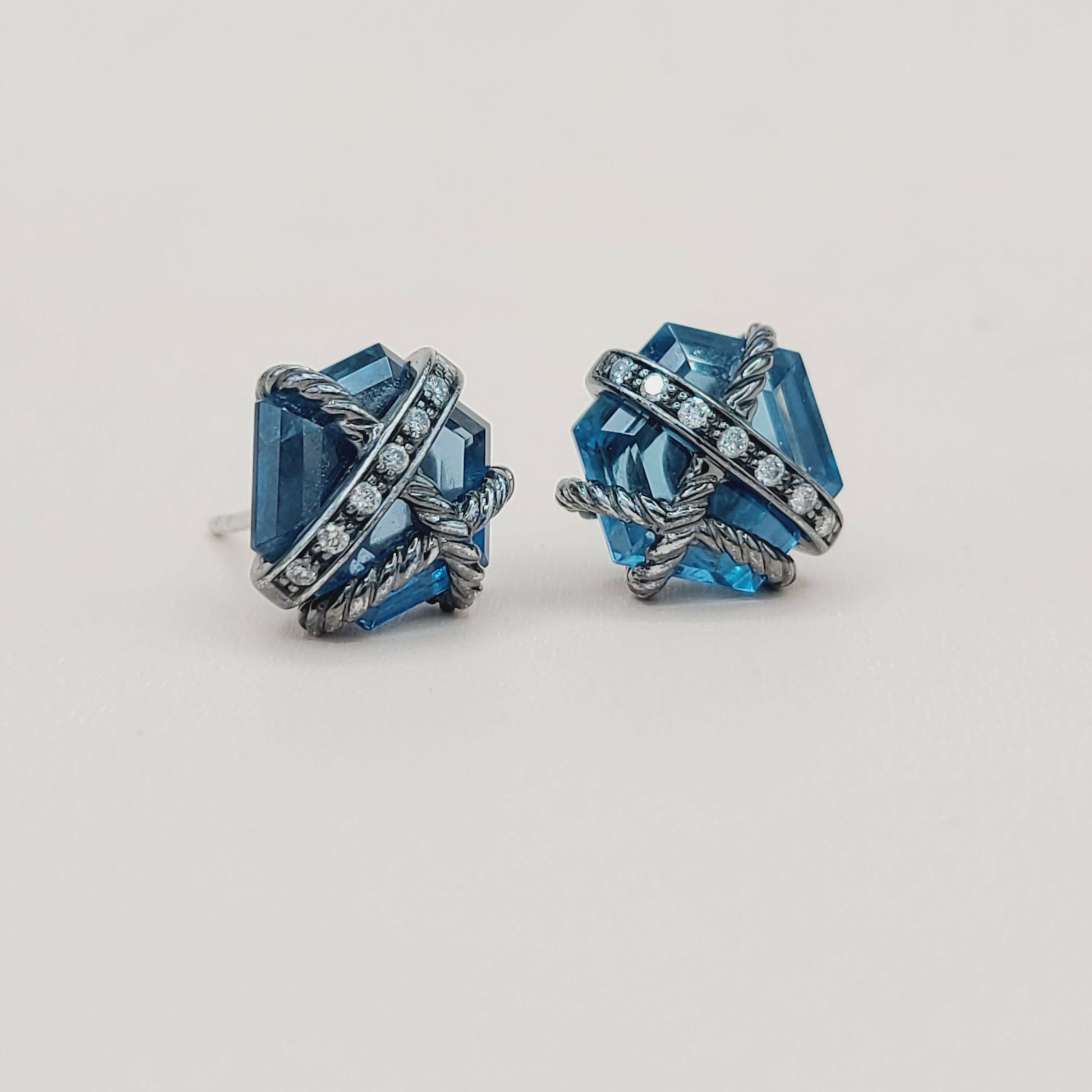    David Yurman Cable Wrap Earrings Hampton Blue Topaz