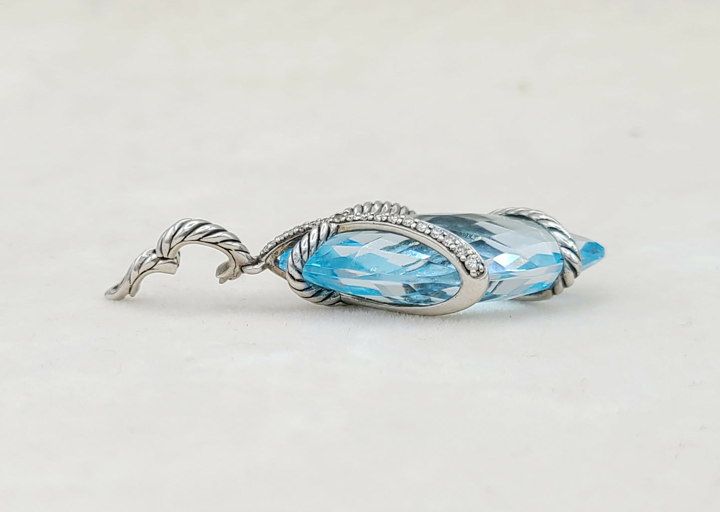    David Yurman Cable Wrap Pendant Blue Topaz & Diamonds