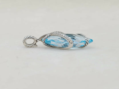    David Yurman Cable Wrap Pendant Blue Topaz & Diamonds