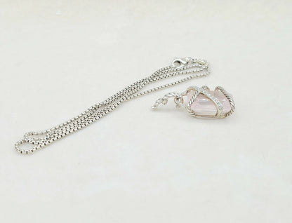    David Yurman Cable Wrap Pendant Necklace Rose Quartz