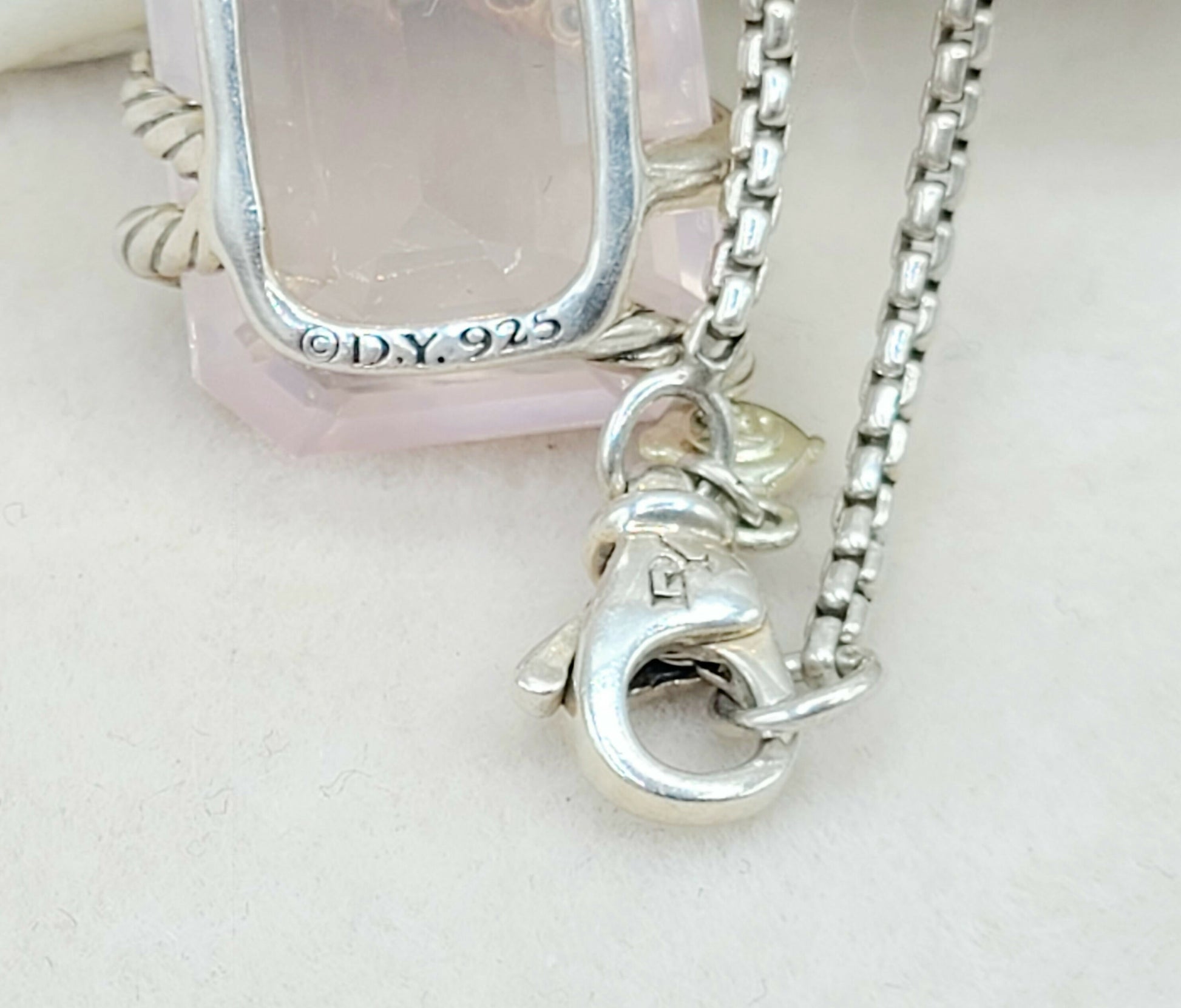    David Yurman Cable Wrap Pendant Necklace Rose Quartz