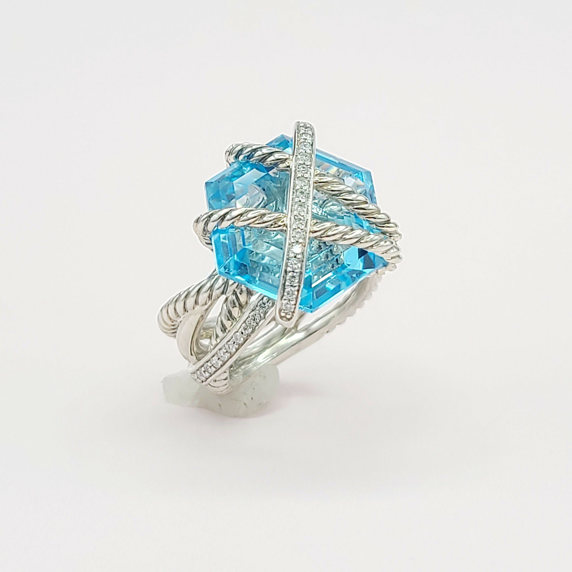    David Yurman Cable Wrap Ring – Blue Topaz & Diamond