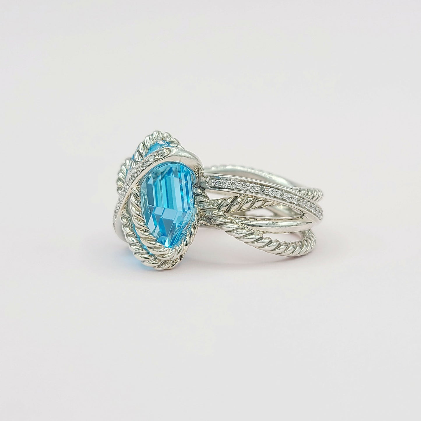    David Yurman Cable Wrap Ring – Blue Topaz & Diamond