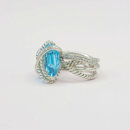    David Yurman Cable Wrap Ring – Blue Topaz & Diamond