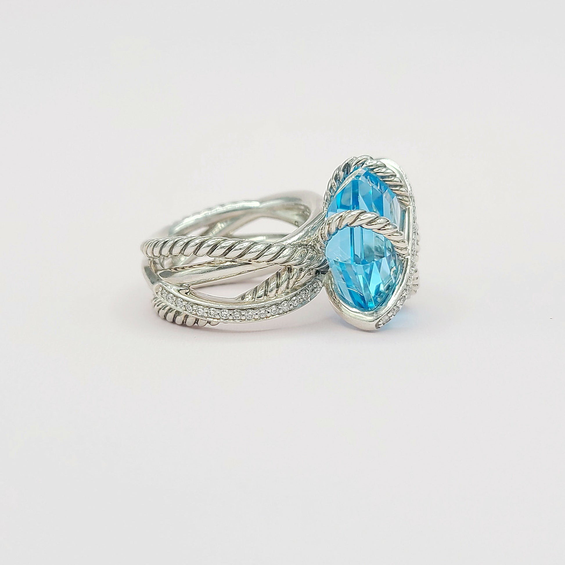    David Yurman Cable Wrap Ring – Blue Topaz & Diamond