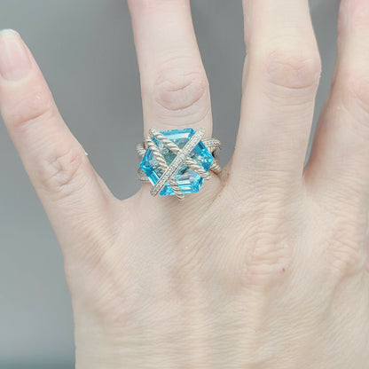    David Yurman Cable Wrap Ring – Blue Topaz & Diamond
