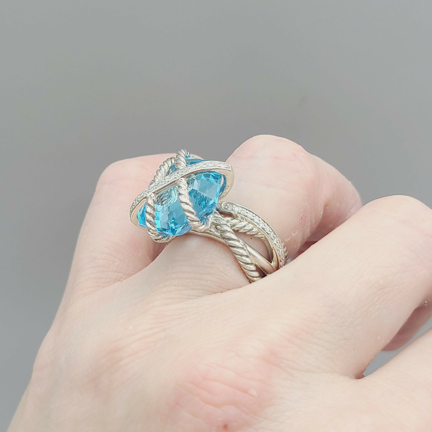    David Yurman Cable Wrap Ring – Blue Topaz & Diamond