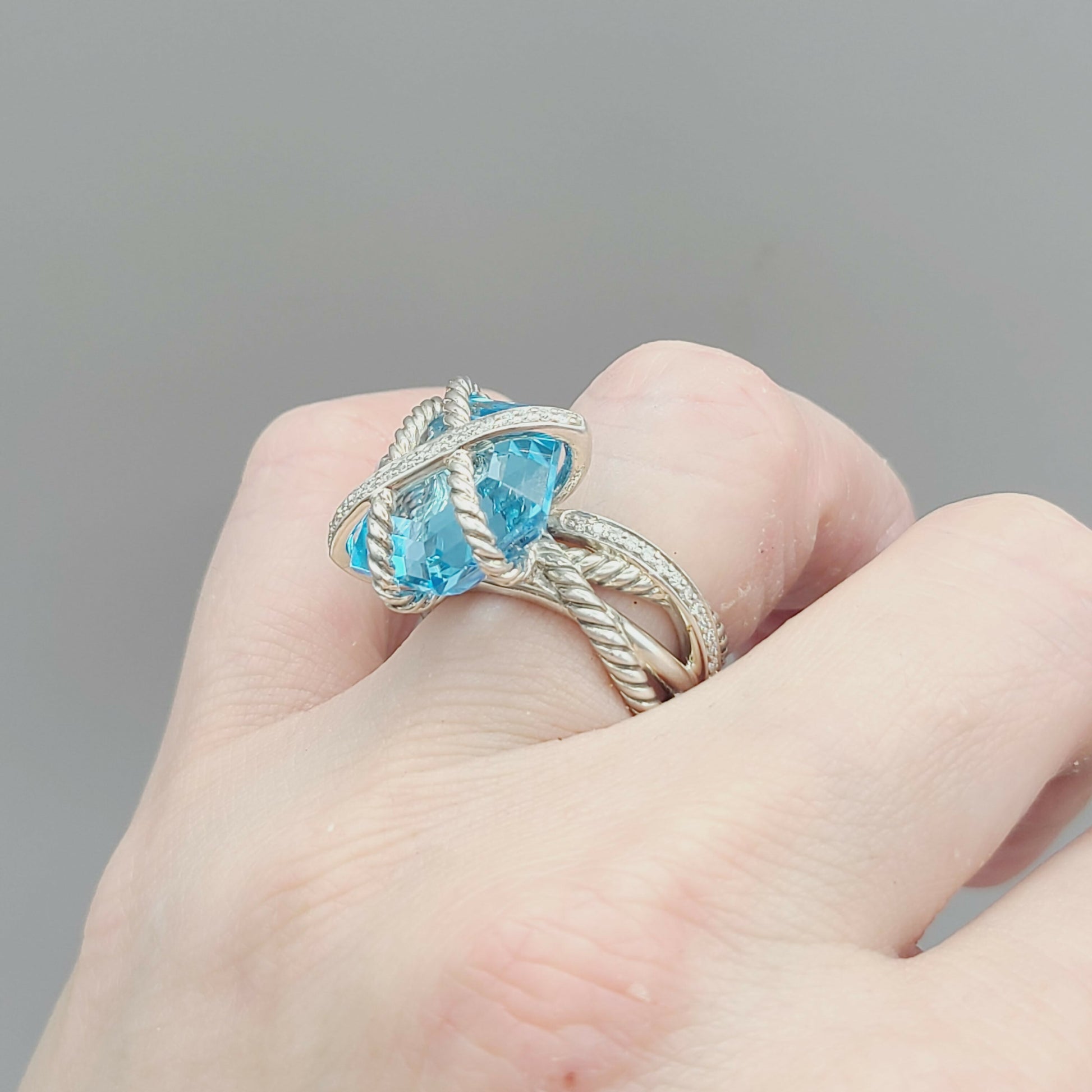    David Yurman Cable Wrap Ring – Blue Topaz & Diamond