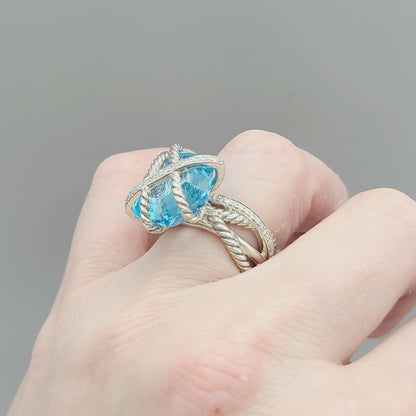    David Yurman Cable Wrap Ring – Blue Topaz & Diamond