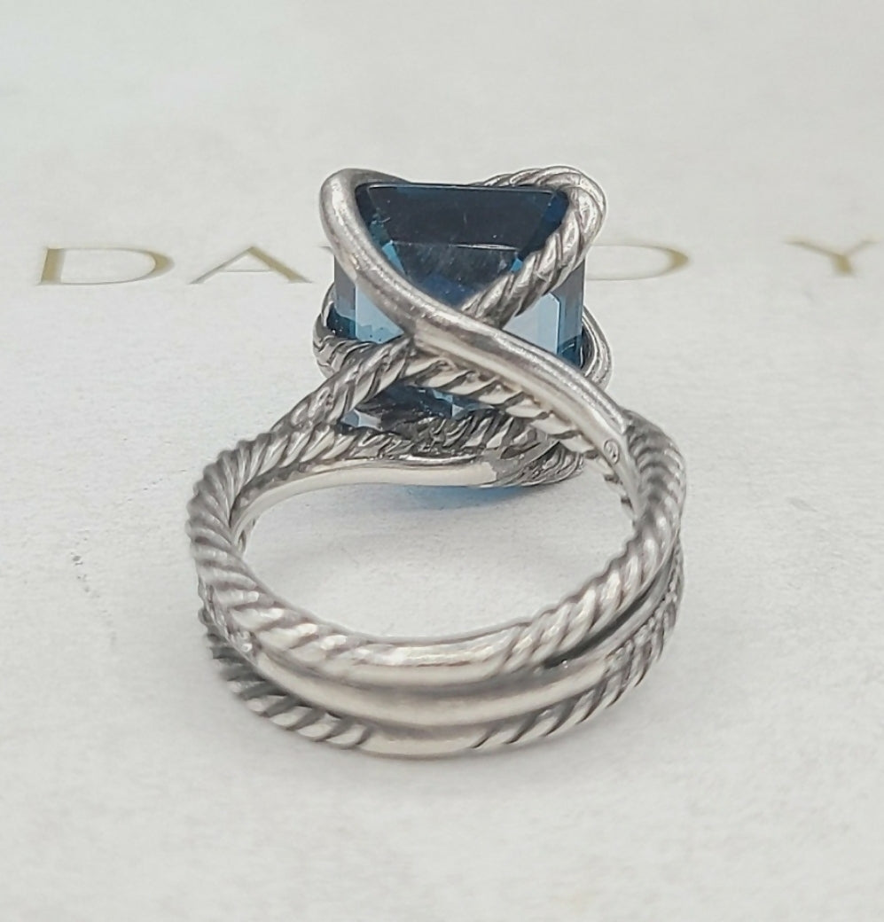    David Yurman Cable Wrap Ring – Blue Topaz & Diamonds