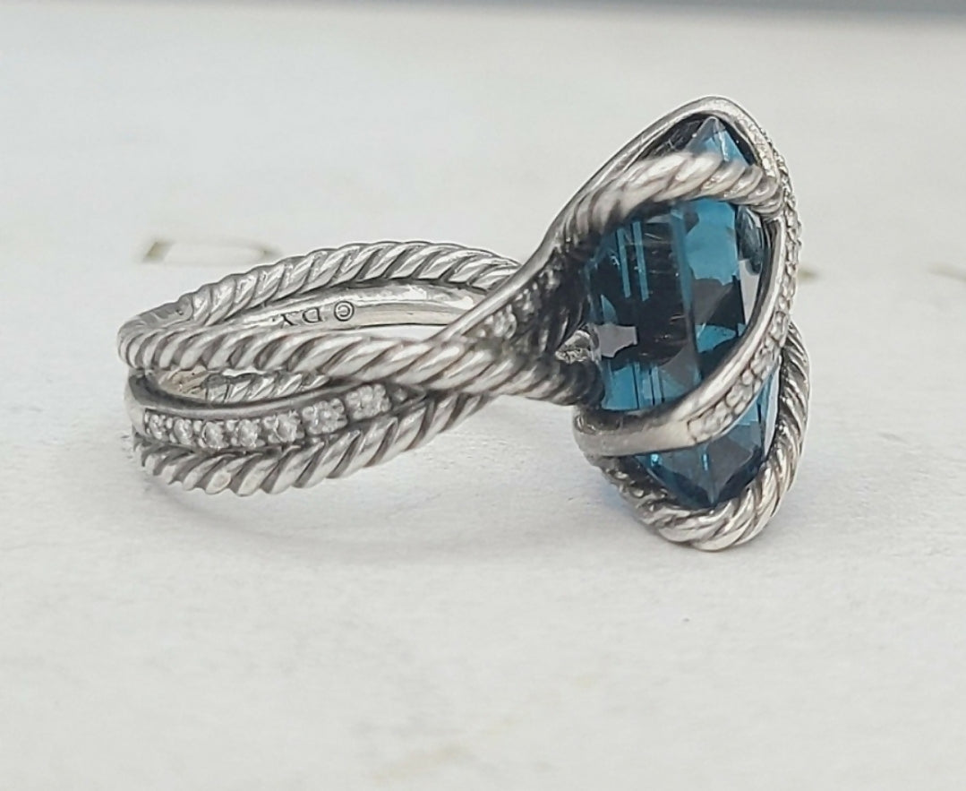    David Yurman Cable Wrap Ring – Blue Topaz & Diamonds