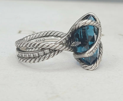    David Yurman Cable Wrap Ring – Blue Topaz & Diamonds
