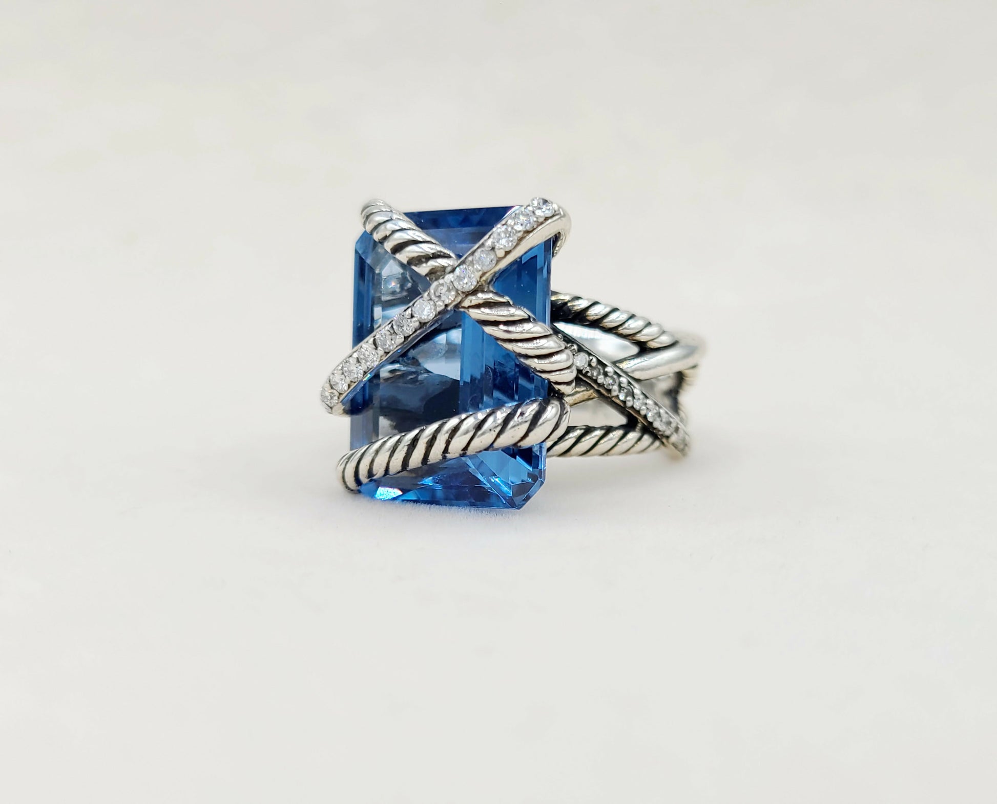    David Yurman Cable Wrap Ring Hampton Blue Topaz