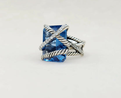    David Yurman Cable Wrap Ring Hampton Blue Topaz