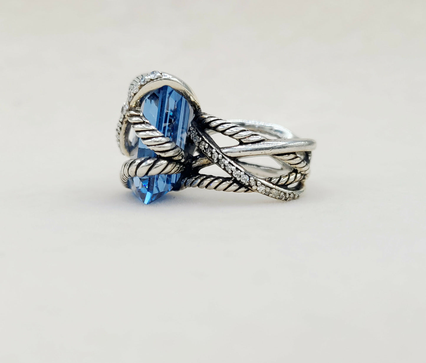    David Yurman Cable Wrap Ring Hampton Blue Topaz