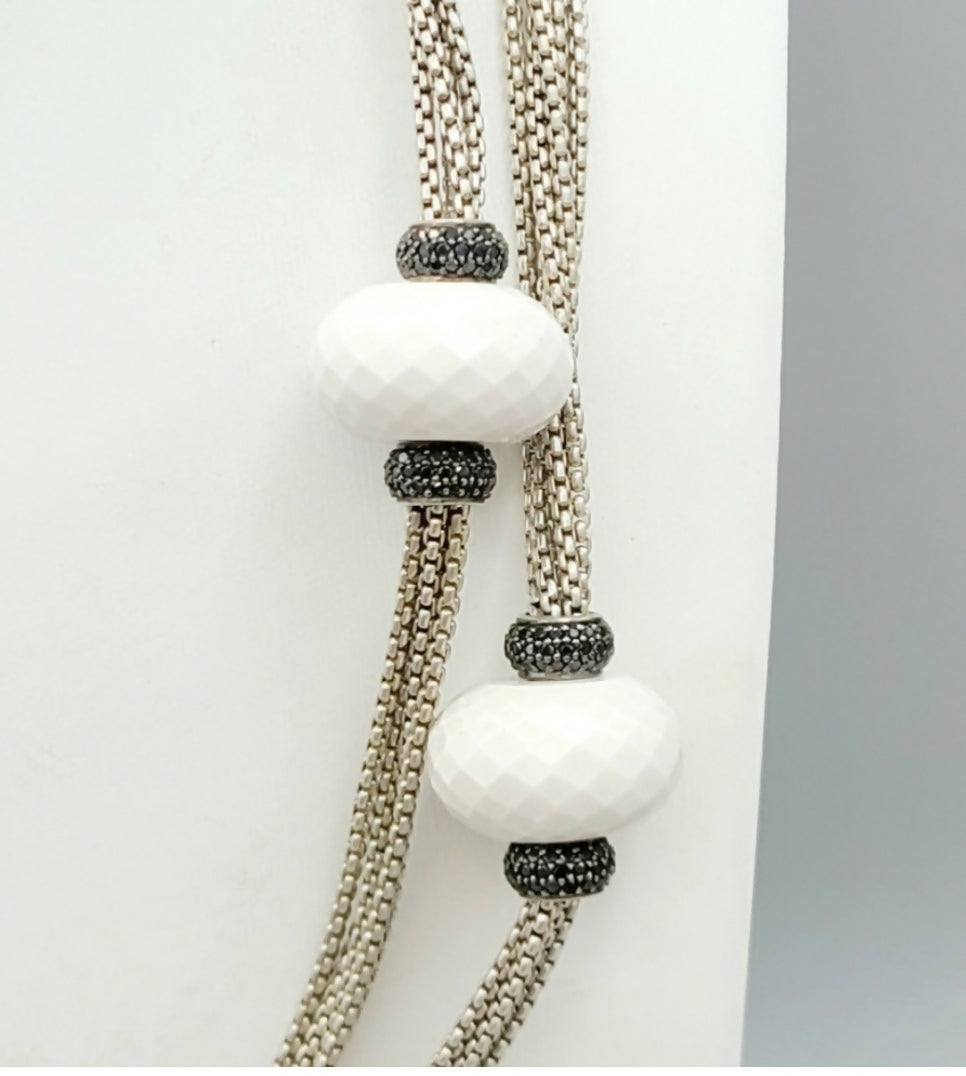    David Yurman Candy Necklace – White Agate & Black Diamonds