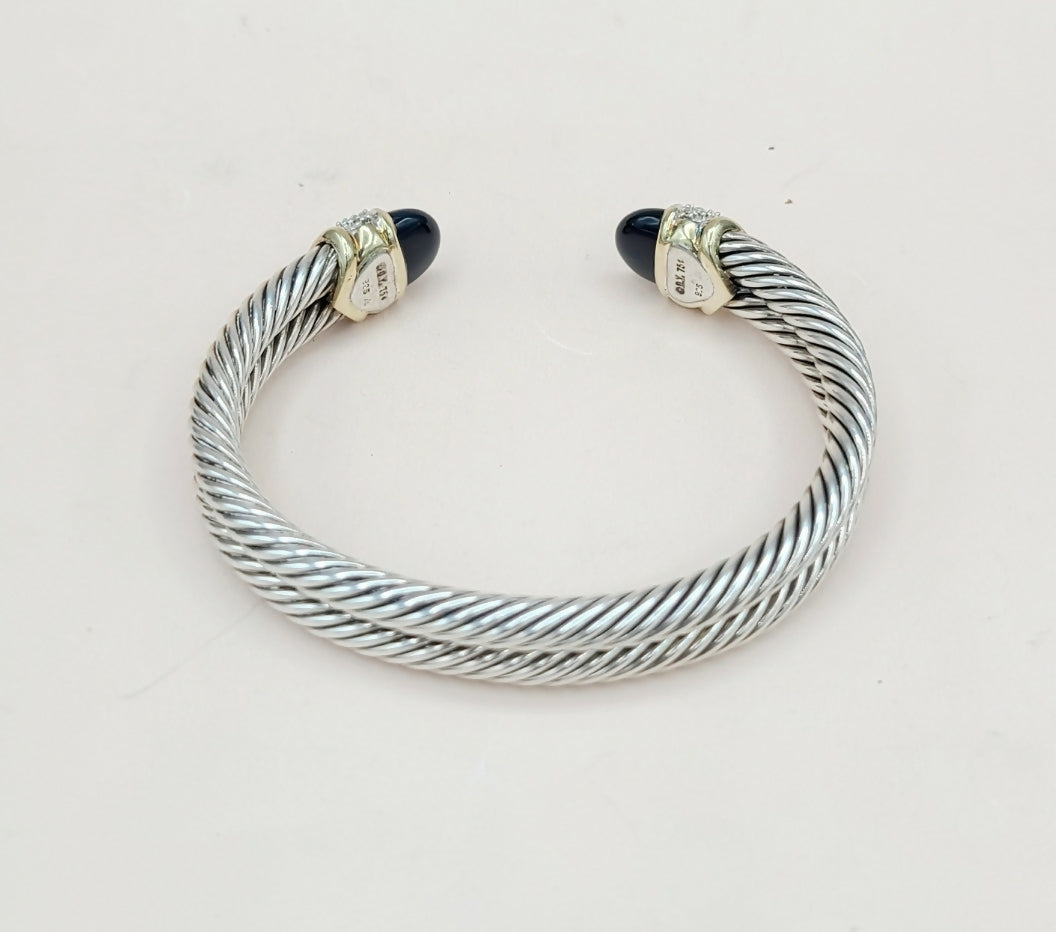    David Yurman Capri Double Cable Bracelet Gold & Diamonds
