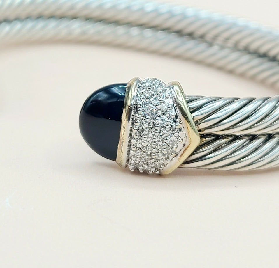    David Yurman Capri Double Cable Bracelet Gold & Diamonds