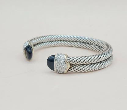    David Yurman Capri Double Cable Bracelet Gold & Diamonds
