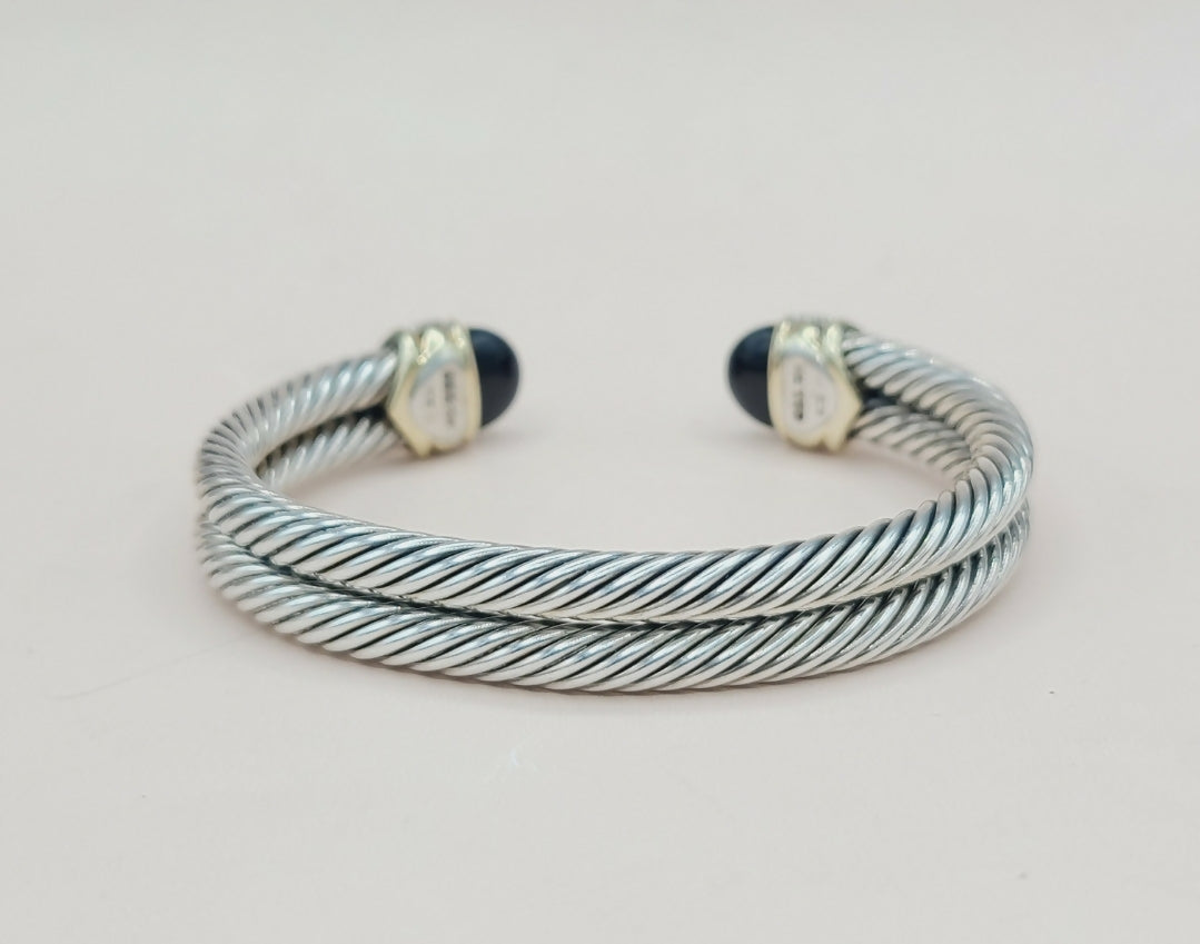    David Yurman Capri Double Cable Bracelet Gold & Diamonds