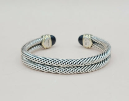    David Yurman Capri Double Cable Bracelet Gold & Diamonds
