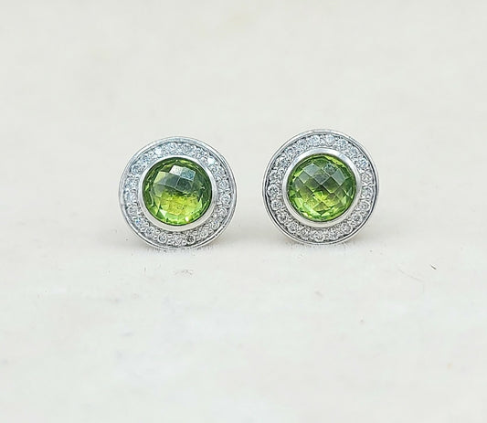    David Yurman Cerise Earrings Peridot & Diamonds