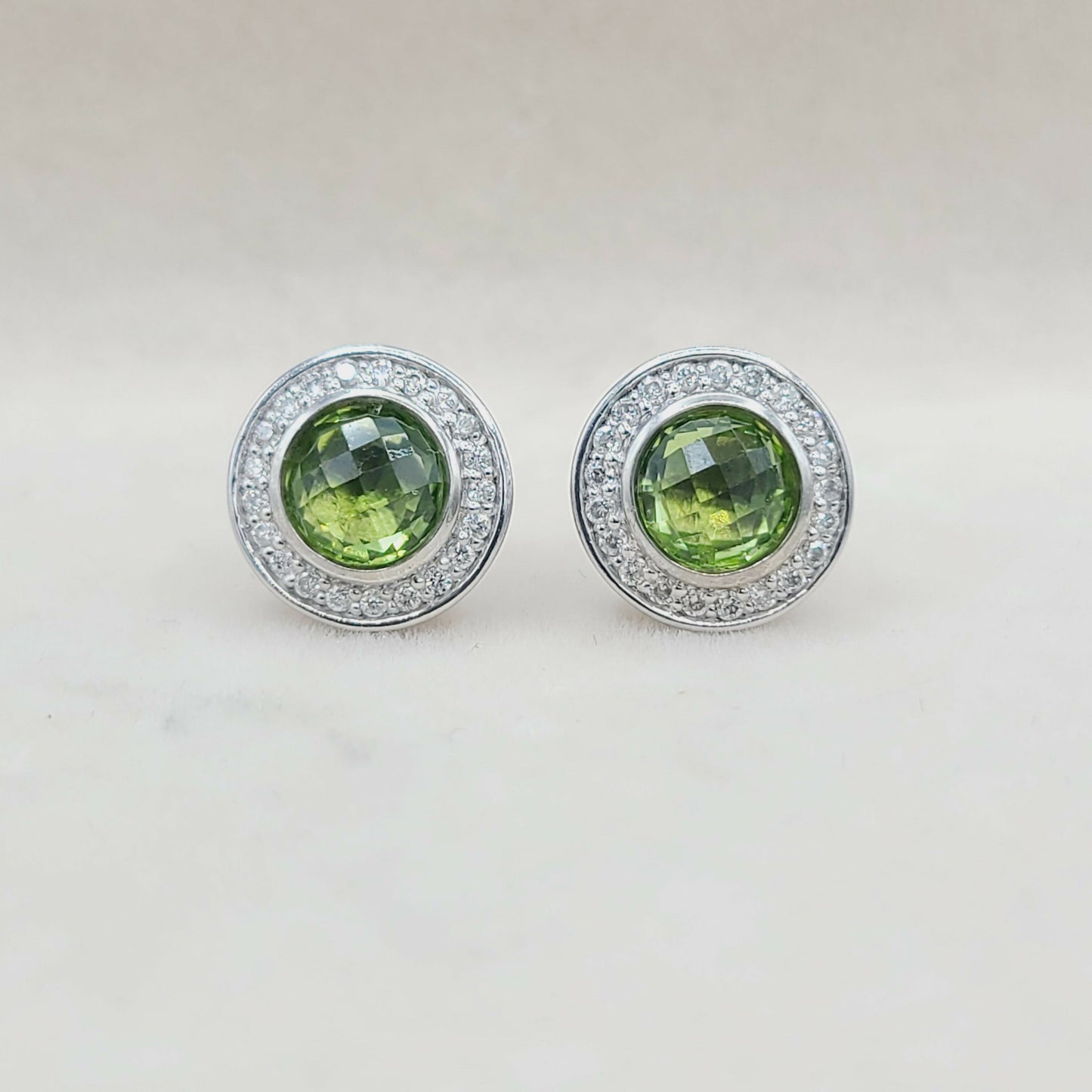    David Yurman Cerise Earrings Peridot & Diamonds