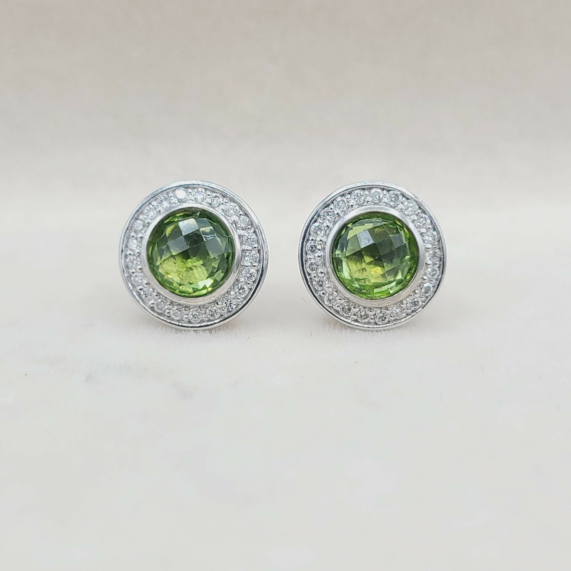    David Yurman Cerise Earrings Peridot & Diamonds