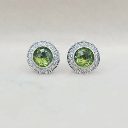    David Yurman Cerise Earrings Peridot & Diamonds