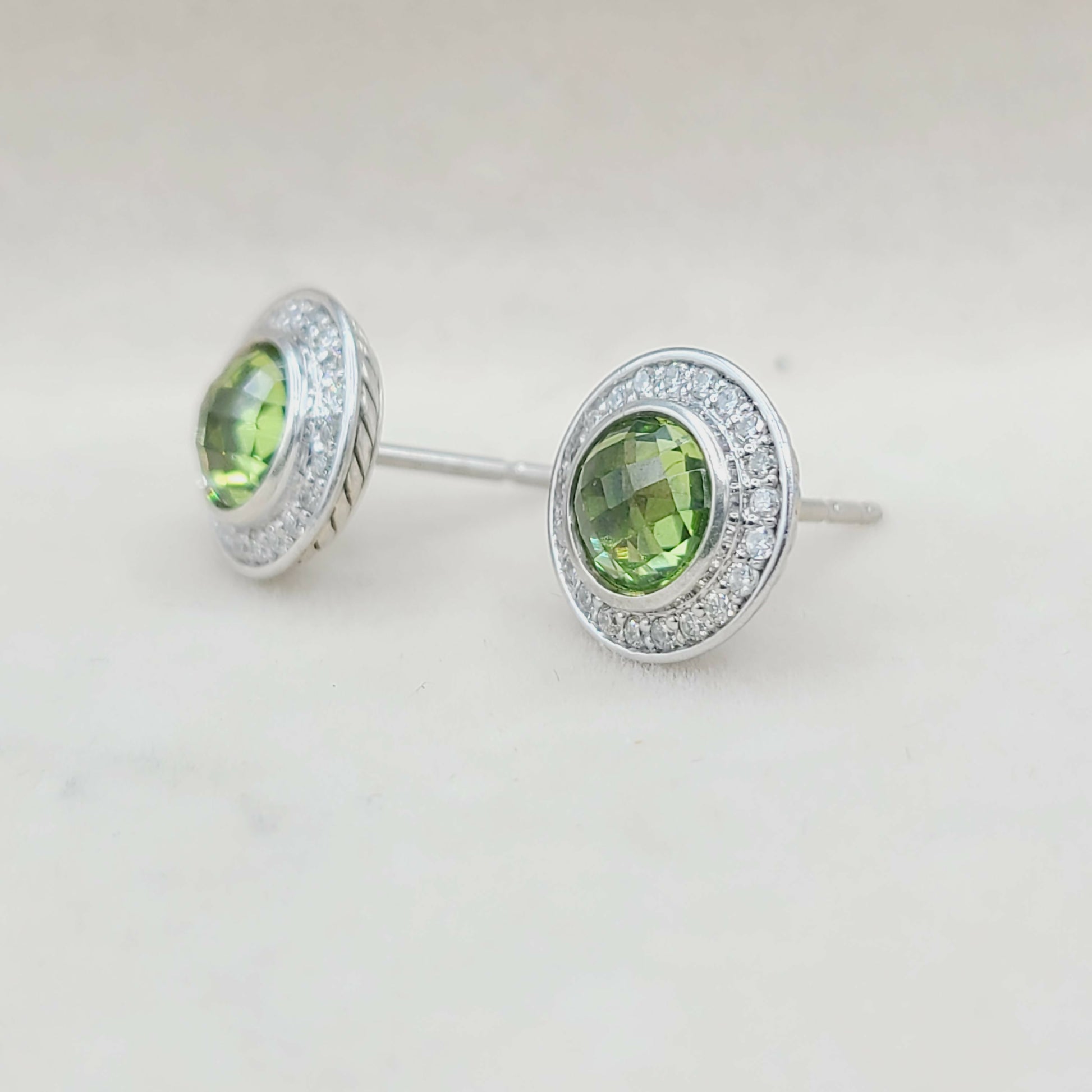    David Yurman Cerise Earrings Peridot & Diamonds