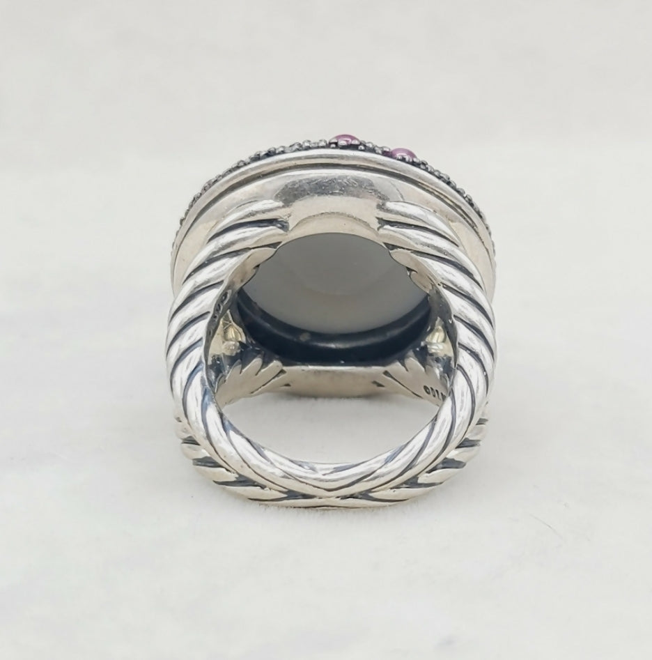    David Yurman Cerise Midnight Melange Ring – Moonstone & Ruby