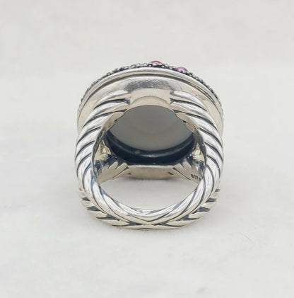    David Yurman Cerise Midnight Melange Ring – Moonstone & Ruby