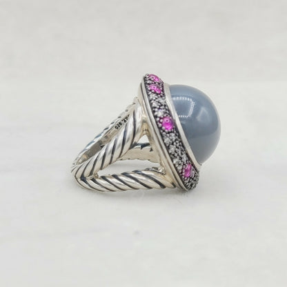    David Yurman Cerise Midnight Melange Ring – Moonstone & Ruby