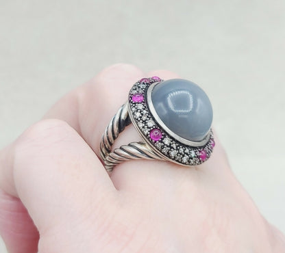    David Yurman Cerise Midnight Melange Ring – Moonstone & Ruby