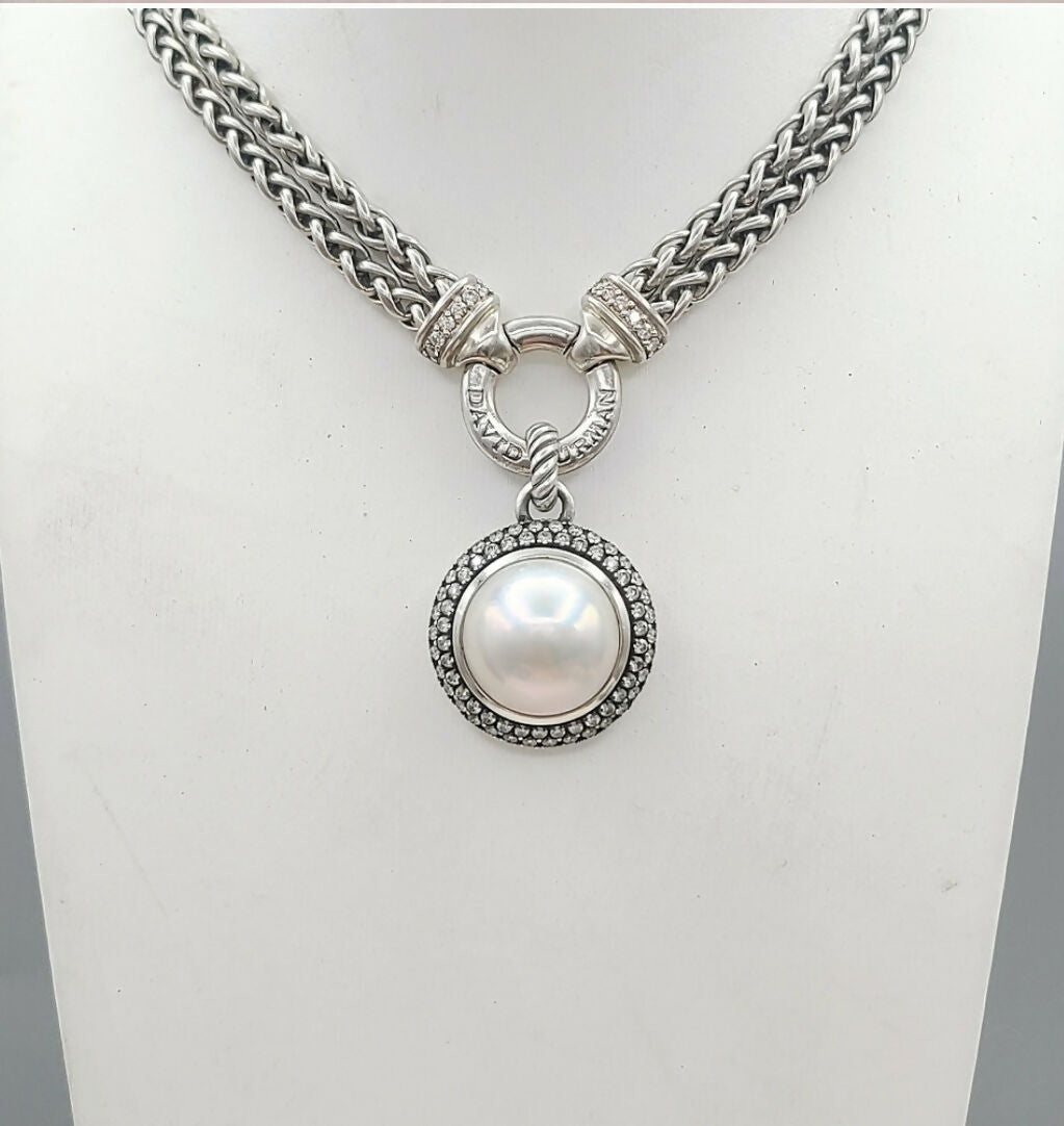    David Yurman Cerise Moonlight Ice Pendant – Pearl & Diamond