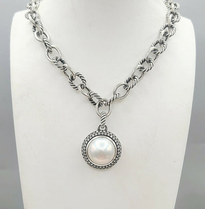    David Yurman Cerise Moonlight Ice Pendant – Pearl & Diamond