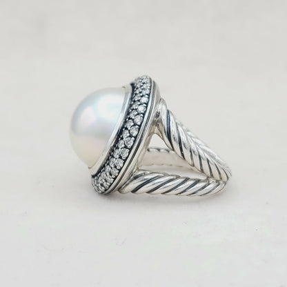    David Yurman Cerise Moonlight Ice Ring – Pearl & Diamonds
